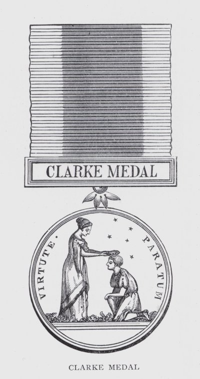 Clarkeova medaile (litho) od English School
