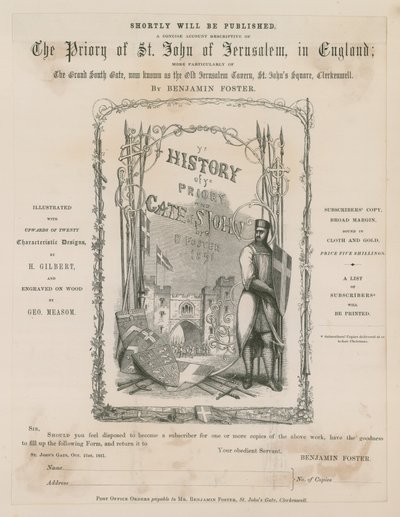 Clerkenwell, St Johns Gate, Benjamin Foster od English School