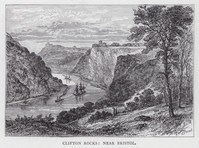 Clifton Rocks, poblíž Bristolu (rytina) od English School