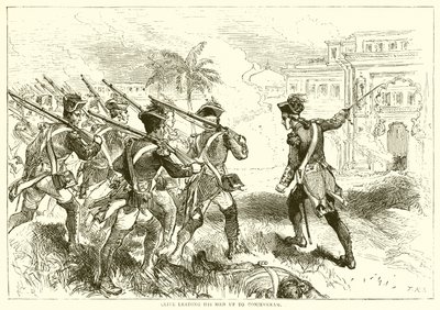 Clive vede své muže až do Conjeveramu (1751) od English School