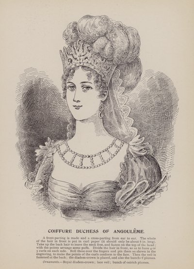 Coiffure vévodkyně z Angouleme (rytina) od English School