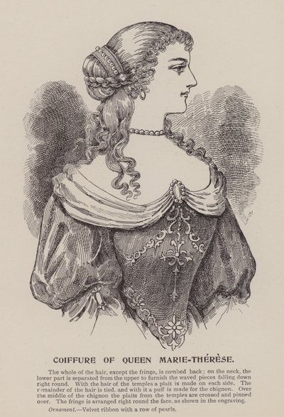 Účes královny Marie Terezie (rytina) od English School