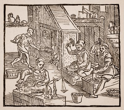 Coiners at Work, 1577 (sépiová fotografie) od English School