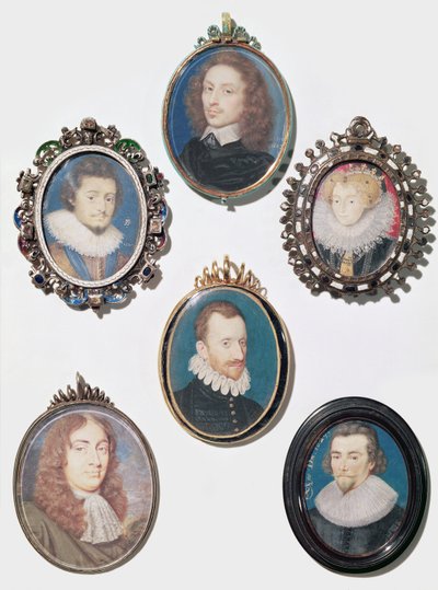 Sbírka miniatur, LtoR, horní řada: Frederich V (1596-1632) kurfiřt palatin, český král od English School