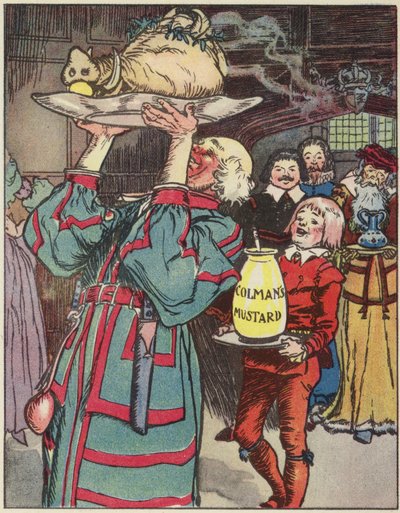 Colmanova historie a hrnec hořčice (barevná litografie) od English School