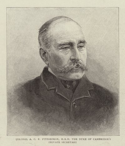 Plukovník AC F Fitzgeorge, Jeho královská výsost soukromý tajemník vévody z Cambridge (rytina) od English School