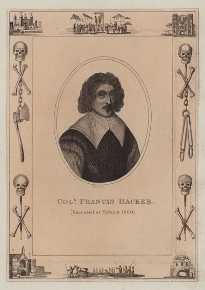 Plukovník Francis Hacker, popraven v Tyburn, 1660 od English School