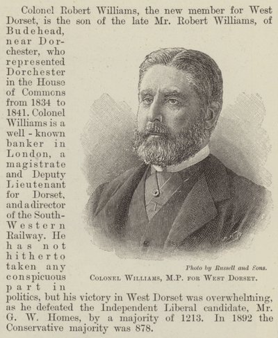 Plukovník Williams, poslanec za West Dorset (rytina) od English School