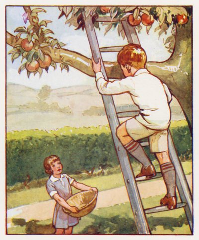 Příkazy: Opatrně vylezte po žebříku (barevná litografie) od English School