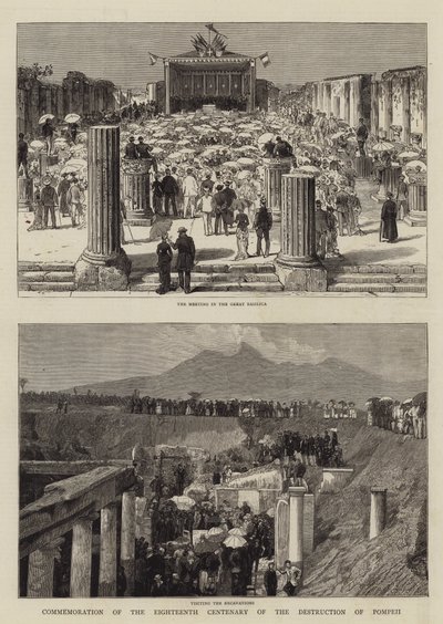 Připomínka osmnáctého století od zničení Pompejí (rytina) od English School