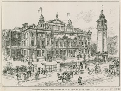 Dokončené budovy Peoples Palace, Mile End Road, East London od English School