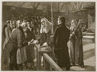 Konference mezi budovami parlamentu, 1835, ilustrace z Cassells Illustrated History of England (sépiová fotografie) od English School