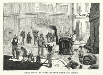 Výstavba chodníků z asfaltového tmelu (rytí) od English School