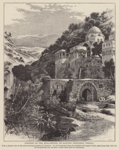 Klášter Mullawiyeh nebo tančících dervišů, Tripolis (rytina) od English School