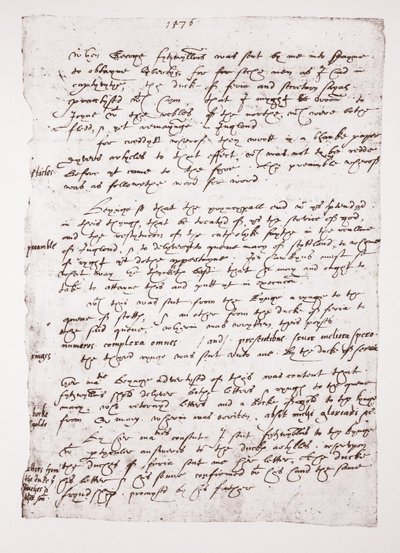 Kopie holografické poznámky Johna Hawkinse, pokud jde o jeho jednání se Španělskem, 1576 od English School