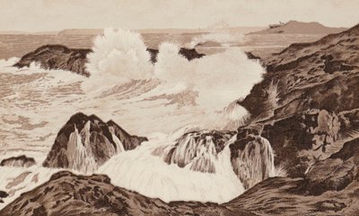 Cornwall: At Clodgey Point, St Ives (litho) od English School