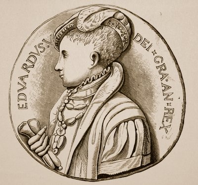 Korunovační medaile Edwarda VI. (sépiová fotografie) od English School