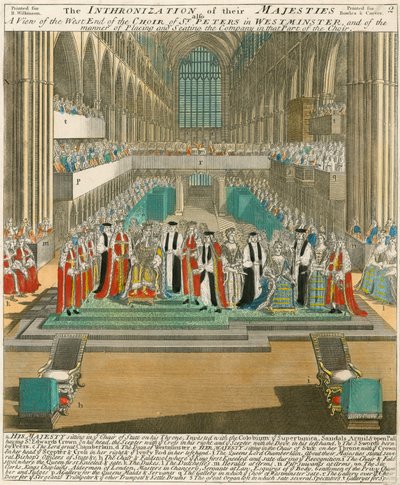 Korunovace krále Viléma III a královny Marie dne 11. dubna 1689 od English School