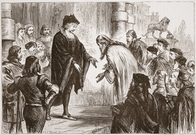 Cosmo I přijímá své přátele a klienty, ilustrace z Historie protestantismu od Jamese Aitkena Wylie (1808-1890), hospoda. 1878 od English School