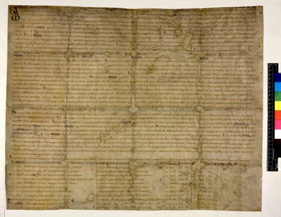 Bavlna Augustus II. 38 f.1 Restitution of Liberty to Abingdon, 993 (inkoust na pergamenu) od English School