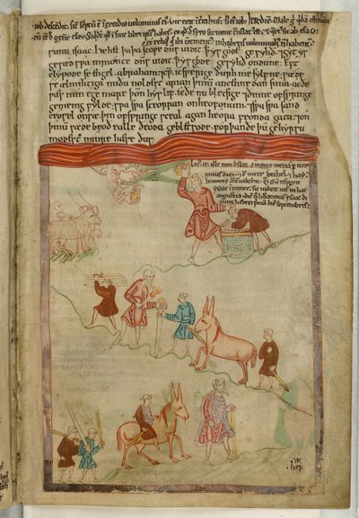 Bavlna Claudius B. IV f.38, Genesis. Příběh o cestě ze „staroanglického Hexateuchu“ (vellum) od English School