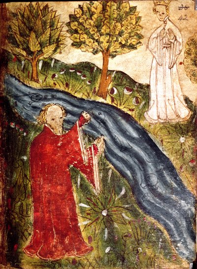 Bavlna Nero Ms A X, f. 42 The Dreamer with the Pearl Maiden, cca 1375-1400 (vellum) od English School