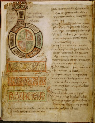 Bavlna Tiberius C. II, f.5v Iniciála 