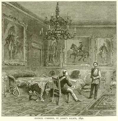 Radní sál, Palác svatého Jakuba, 1840 od English School