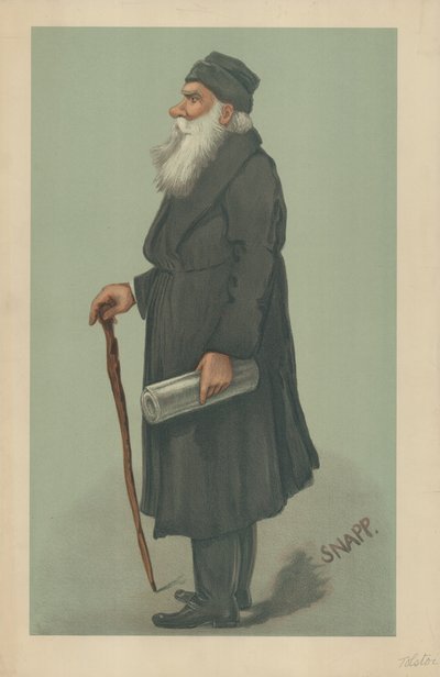 Hrabě Lyof Nikolaevič Tolstoj, 24. října 1901, karikatura Vanity Fair od English School