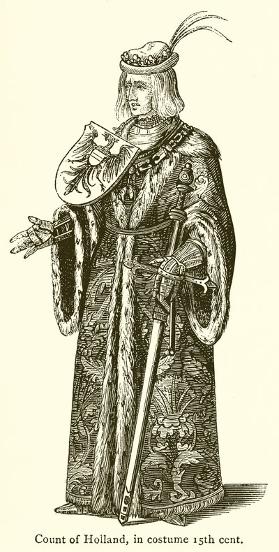 Graf von Holland, im Kostüm des 15. Jahrhunderts von English School