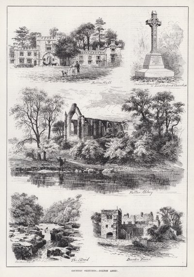 Country Sketches, Bolton Abbey (rytina) od English School