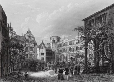 Heidelberský dvorní dvůr (rytina) od English School