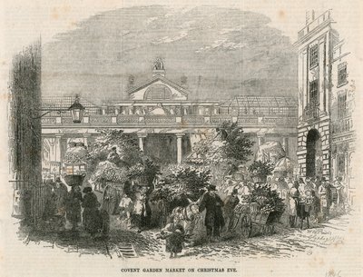 Trh Covent Garden v Londýně na Štědrý den od English School