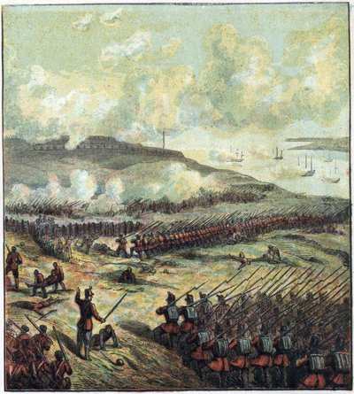 Krymská válka (1853-1856): bitva u Inkermanu (Inkerman) 5.11.1854 mezi Ruskem a britskou, francouzskou a tureckou koalicí, která zvítězila. Bitva o Inkerman od English School