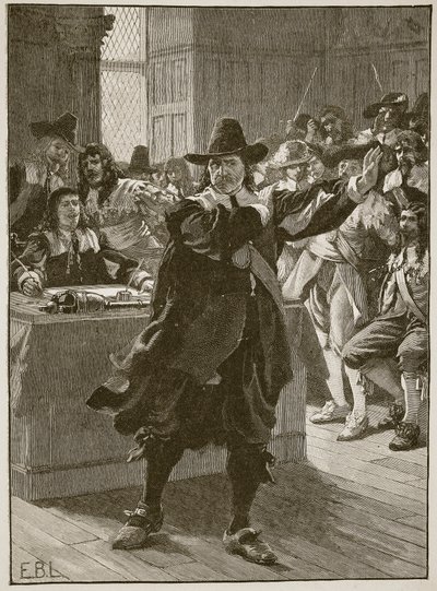Cromwell naposledy promlouvá k Dlouhému parlamentu, ilustrace z Cassells Illustrated History of England (sépiová fotografie) od English School