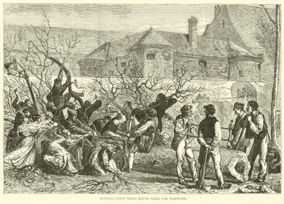 Kácení stromů kolem Paříže kvůli palivovému dříví, říjen 1870 od English School