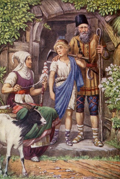 Kýros a pastevec (barevná litografie) od English School