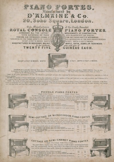 DAlmains Piano Manufacturers, Soho Square od English School