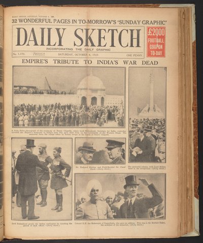 Daily Sketch, ukazující Rudyarda Kiplinga v Neuve Chapelle, 8. října od English School