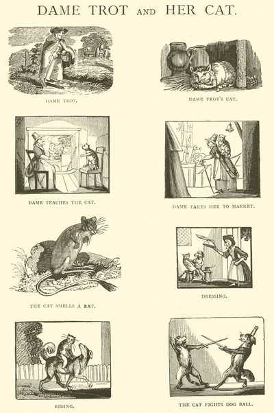 Dame Trot a její kočka (dřevořez) od English School