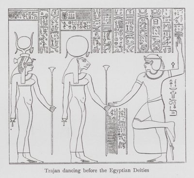 Tanec: Trajan tančí před egyptskými božstvy (litho) od English School