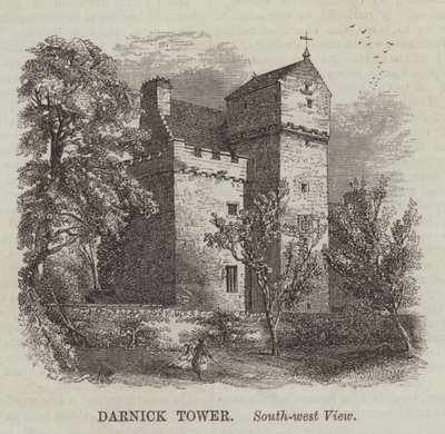 Darnick Tower, South-west View (rytina) od English School