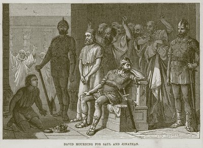 David truchlí pro Saula a Jonathana, ilustrace z The Childs Bible, c.1880 od English School