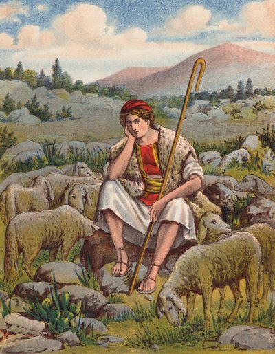 Pastýř David (barevná litografie) od English School