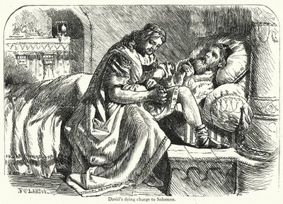 Davidův umírající příkaz Šalamounovi (rytina) od English School