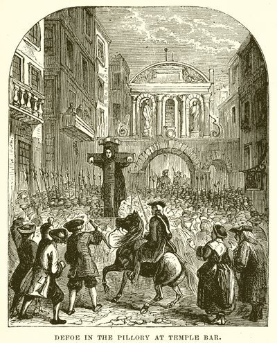 Defoe v pranýři v Temple Bar od English School