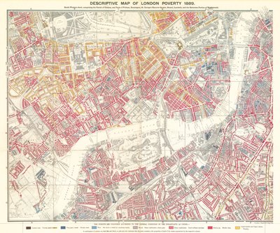 Popisná mapa londýnské chudiny, 1889 od English School