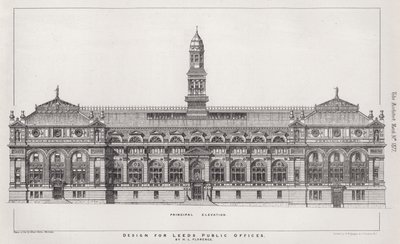 Design for Leeds Public Offices (rytina) od English School