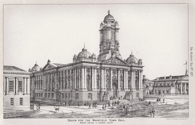 Design pro Wakefield Town Hall (rytina) od English School