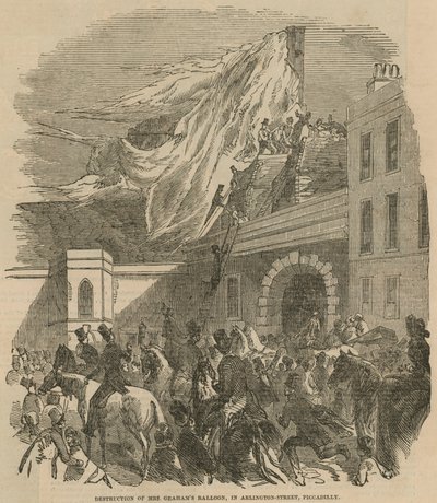 Zničení balónu paní Grahamsové v Arlington Street, Piccadilly od English School
